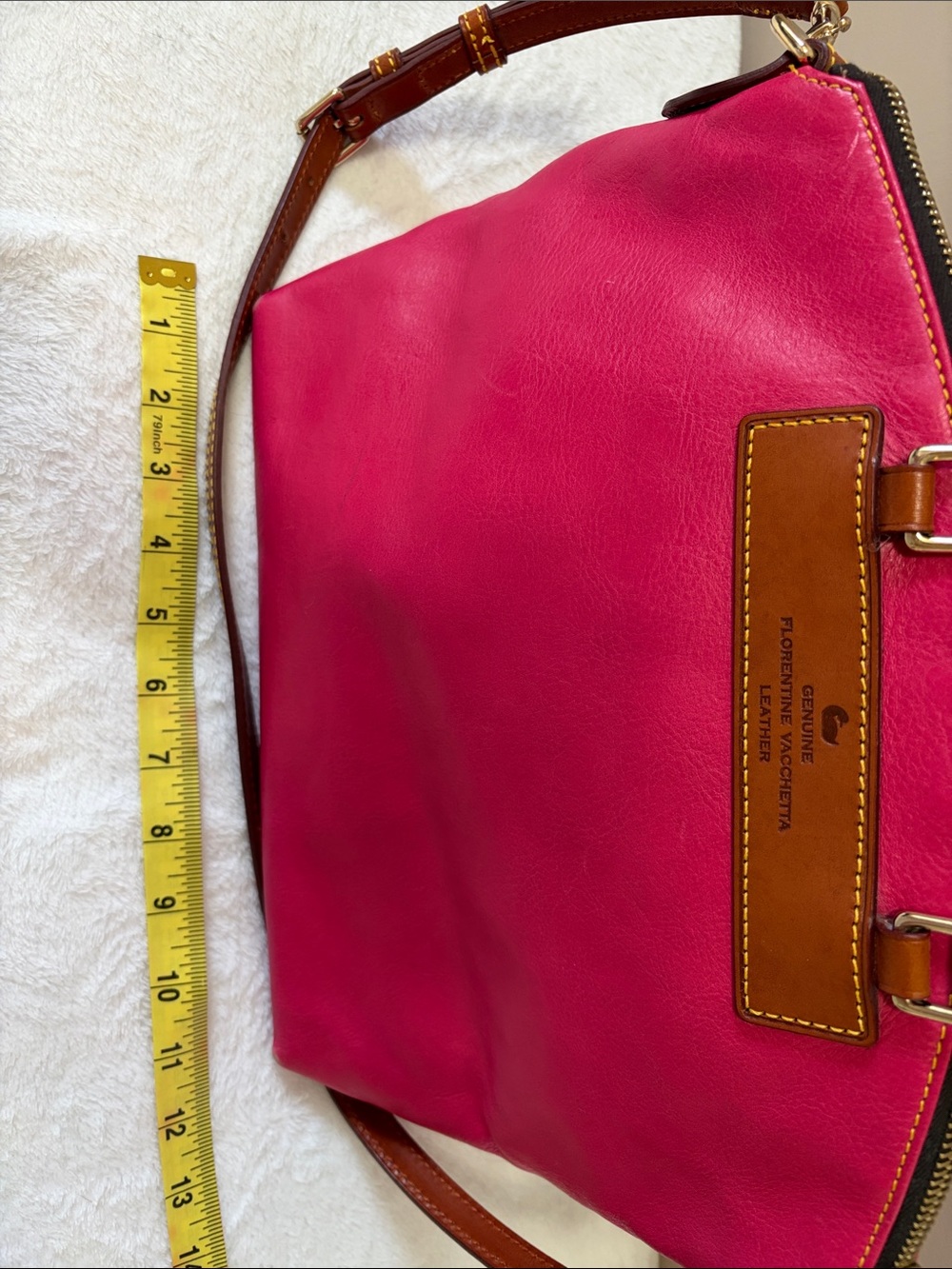 Dooney & Bourke Hot Pink Leather Satchel with Brown Trim - Picture 16 of 16